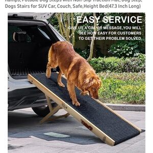 NWOT Adjustable Wooden Pet Ramp with Dark Gray Carpet